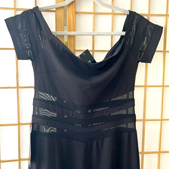 Bebe off shoulder mesh panel jumpsuit - Picture 4 of 8